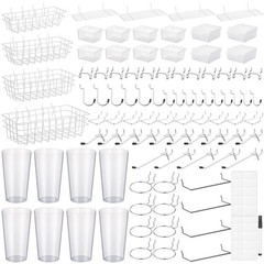 95-Piece Pegboard Accessories Set with Hooks, Cups, Wire Shelf, Tissue Box, C…