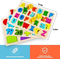 Montessori-Style Wooden Alphabet, Number, and Shape Puzzles for Early Education