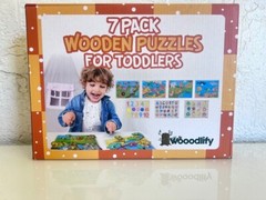 7 Pack Colorful Chunky Wooden Puzzles for Toddlers 2 3 4 5 Years Old