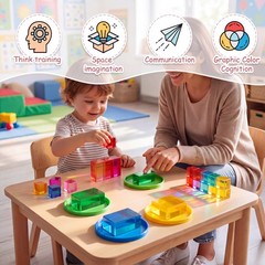 20 Pcs Acrylic Gem Cubes Blocks for Kids Translucent Rainbow Building Blocks …