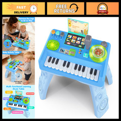Toddler DJ Mixing Table – Musical Piano Toy for 1-3 Years, Lights & Sounds, Educ