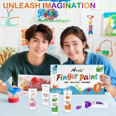 8PCS Washable Non-Toxic Finger Paint Set – Vibrant & Fun Creative Art Supplies