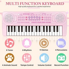 Piano Keyboard, 37 Keys Music Keyboard Piano Toys with Microphone, Portable D…