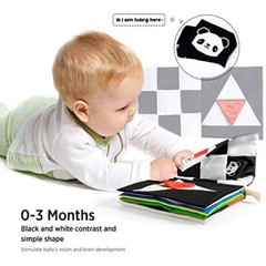 Baby Books Toys, High Contrast Black and White Books Non Toxic Fabric Touch a…