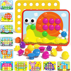 Button Art Toy Educational Color Matching Pegboard Activity for Kids Age 3 5