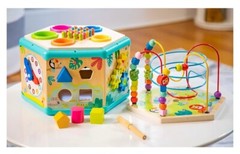 Toy New Pidoko Baby Activity Cube Multicolor Bead Wood Shape Color Sorter