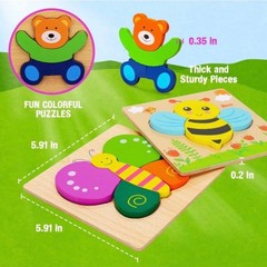 Wooden Puzzles for Toddlers 2-4,6 Pack Animal Puzzles Educational Learning Toys