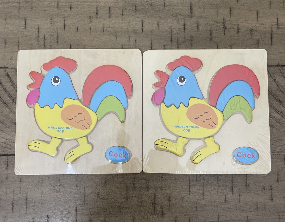 Cartoon Animal Wooden 3D Jigsaw Puzzle Educational Toy 10 Pieces 2-Pack (NEW)