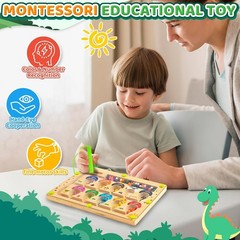 Montessori Toys Busy Board Travel Toys for Toddlers Kids Wooden Magnetic Colo…