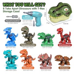 Dinosaur Toys for Kids Age 3-5 5-7, 8Pcs Take Apart Dinosaur Set | Trex