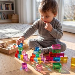 20 Pcs Acrylic Gem Cubes Blocks for Kids Translucent Rainbow Building Blocks …