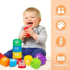 MOONTOY Stacking Cups Baby Toys 6 10 12 18 Months, Montessori Toys for 1 Year…
