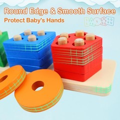 Montessori Toys for 1 to 3-Year-Old Boys Girls Toddlers, Wooden Sorting & Stacki