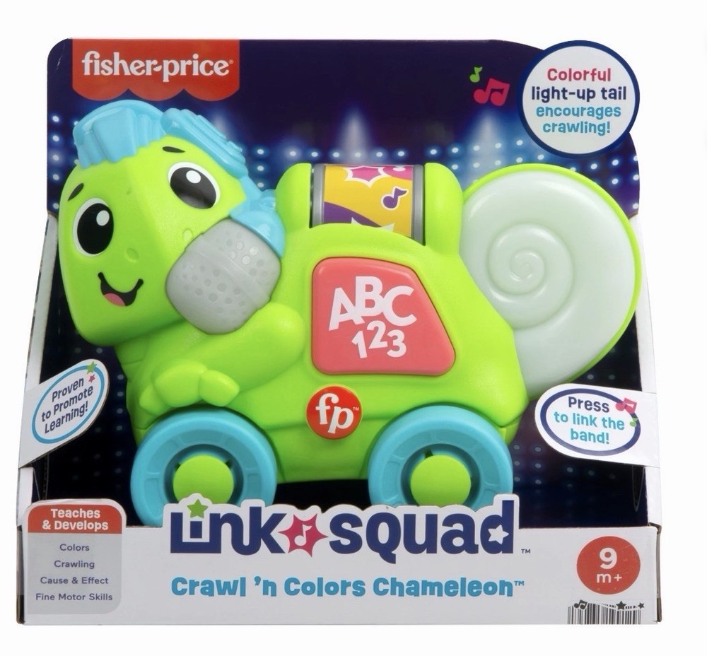 Fisher-Price Baby Learning Toy Link Squad Crawl ‘n Colors Chameleon with Music &