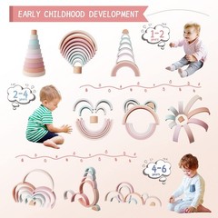 Colorful Rainbow Stacking Toy – Silicone Nesting Blocks for Toddlers, Montessori