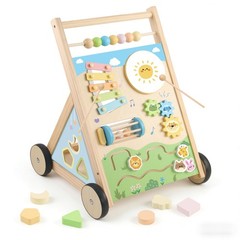 Ranqibo Wooden Baby Walker, Baby Walker with Wheels, Includes Montessori Sens…