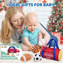 Kmuysl Baby Toys 0-12 Months My First Sports Bag Plush Toy – 4 Sensory Balls