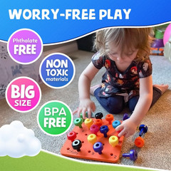 Peg Board Set – Montessori Toys for 2 Year Old – 33 Pc Peg Board for Kids – Occu
