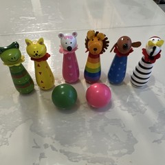 HABA Wonderworld Wooden Baby Toy Lot Rattles Animal Bowling Set BH688