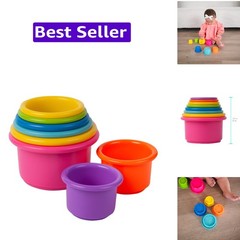 Stack & Count Stacking Cups – Colorful Baby Stacking Water Toys Set – Stackab…
