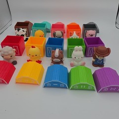 Learning Toy for Toddlers 12 Month, 10 Farm Animal Toys & 10 Barns
