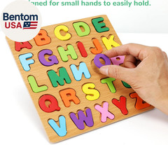Alphabet Wooden Puzzles for Toddlers 3-5, Pack of 3 ABC, Number and Shape Puzzle