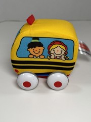 Melissa Doug Pull Back Vehicles Soft Baby Toy Car Lot of 2 Firetruck School Bus