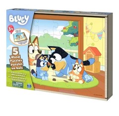 Bluey, 5 Wood Puzzles Jigsaw Bundle with Tray, for Kids Ages 3 and up