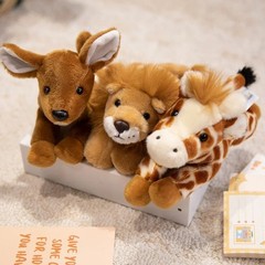 22cm Forest Animal Plush Toy – Lion Tiger Fox Deer Zebra Stuffed Animal Gift