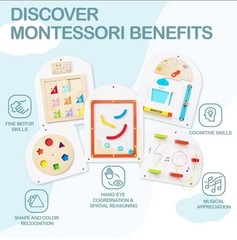 Busy Board for Wall, Sensory Board Montessori Sensory Toys for Toddlers, Wooden