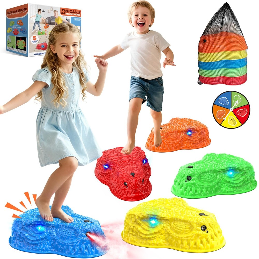 Light Up Dinosaur Step Stone Toy for Kids 3-5 Years Old Roaring Mist Spraying