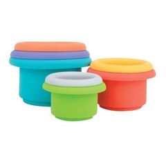 Nuby Silicone Stacking Cups Multi Color Bath Toy for Kids Fine Motor Skills