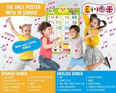 Bilingual Talking Numbers Kids Education Poster English & Spanish Shapes Colors