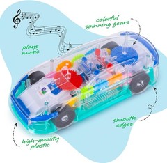 Light Up Transparent Sensory Car Toy for Kids, 1PC, Bump and Go Toy Car with …
