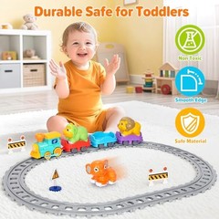 Electric Train Set for Toddlers, Realistic Steam Train Toys with Tracks for