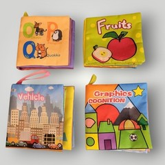 4 Cloth Baby Toddler Soft Books Fruits Vehicles Graphics Cognition Alphabet