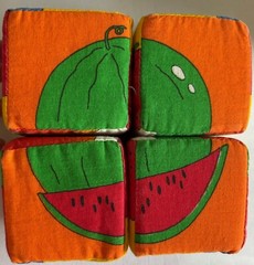 4 Soft Puzzle Blocks – Fruit & Vegetable Learning Cubes
