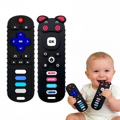 uwsic 2Pcs Baby Teething Toys, BPA-Free Food Grade Silicone Balck&Pig Black
