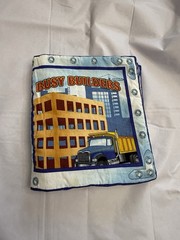 Busy Builders Soft Cloth Book 10in Handmade Cotton Construction Trucks Kids