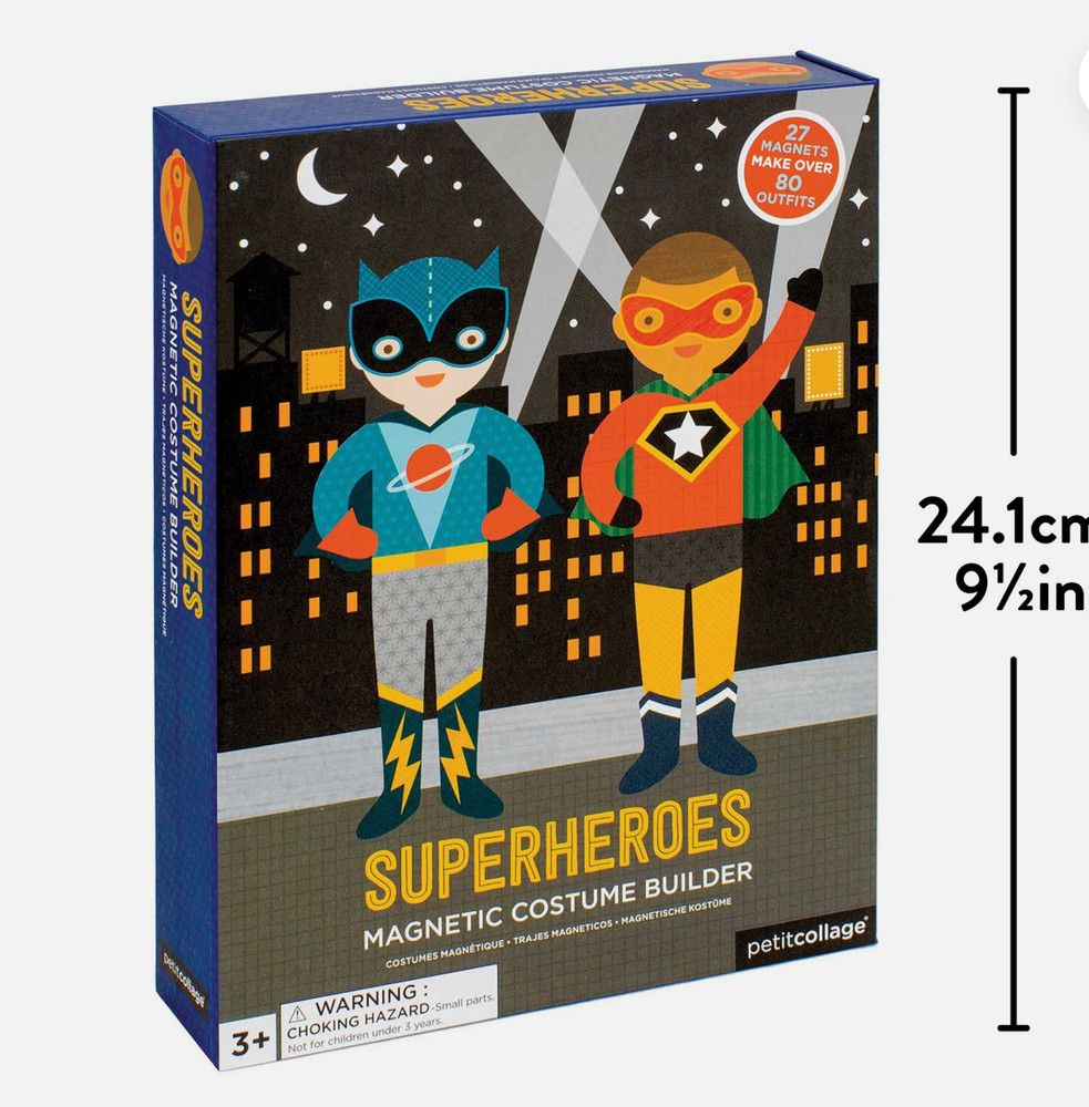 Petit Collage Dress-Up Magnetic Superheroes Eco Friendly Kids Play Set Unisex
