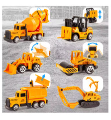 Alloy Construction Vehicles STEM Toy Set with Truck Crane Excavator for Kids