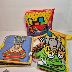 3 Jellycat Fabric Soft Books Crinkle Baby Books Belly Button Peek a Baby Jungle