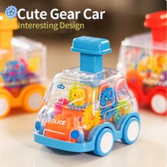 Baby Toy Cartoon Press Gear Car Toy Lnertia Pull-back Transparent Car Inertia