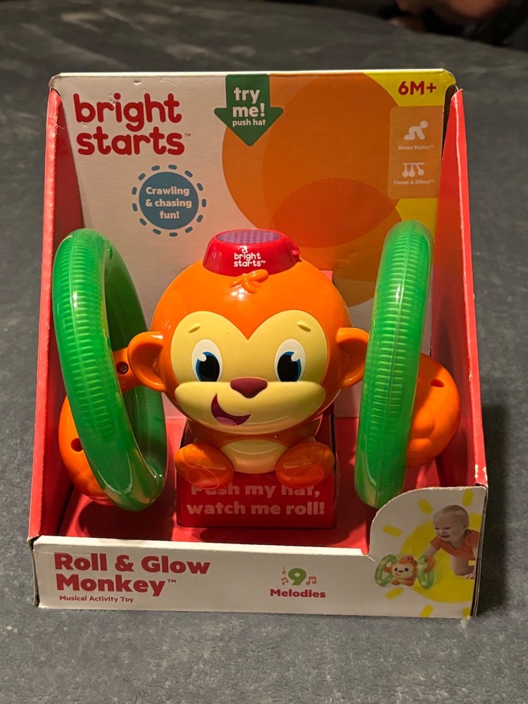 Bright Starts Roll & Glow Monkey 6M+ Months NIB