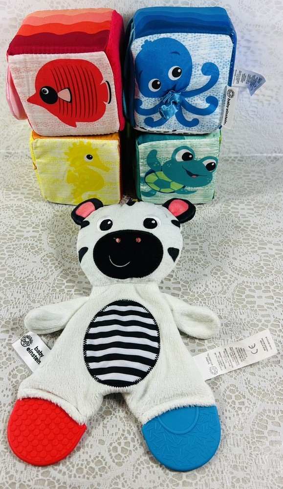 Baby Einstein Explore and Discover Soft Blocks & Zen The Zebra Teether Toy