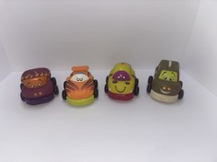 NEW B. Toys Wheeee-ls! PULL BACK TOY CARS 4Pc SET Soft Plastic Chunky Vehicles