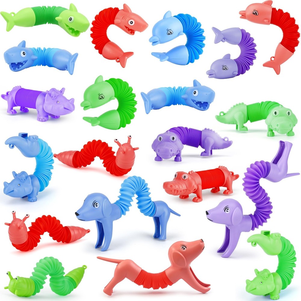 UrChoice 20Pcs Animal Pop Tubes Fidget Toys, Gift for Toddlers Kid Boy Grandk…
