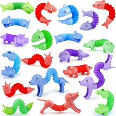UrChoice 20Pcs Animal Pop Tubes Fidget Toys, Gift for Toddlers Kid Boy Grandk…