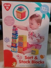 New Playgo Toys Sort & Stack Blocks Number Color Letter Infant Toddler Learning
