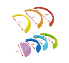 Rainbow Stacker Puzzle Blocks Wooden Pcs Color Shape Matching Jigsaw Montessori